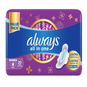 ALWAYS ALL IN ONE WITH WINGS ULTRA THIN LARGE  20 PADS